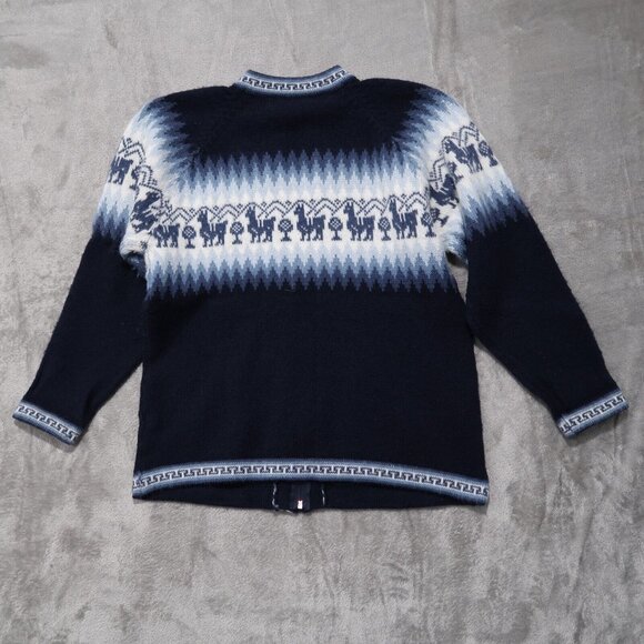 Alpaca Connections Sweater Womens L Blue Zip Up Knit Cardigan Sweatshirt Wool - Picture 6 of 16